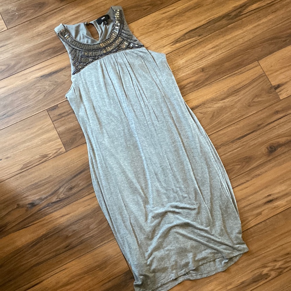 Mossimo grey gray beaded dress sleeveless and fully lined